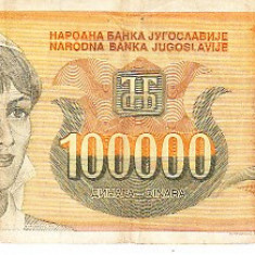 M1 - Bancnota foarte veche - Fosta Iugoslavia - 100000 dinarI - 1993