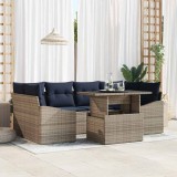 vidaXL Set de canapele pentru grădină 7 pcs Gri Rattan poli 3357678