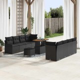 VidaXL Set de canapele pentru grădină 11 pcs Negru 90 x 55 x 71 cm