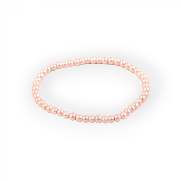 Bratara elastica din perle de sticla Crisalida, 17 cm, Roz pudrat