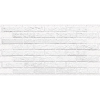 Panou decorativ, PVC, model caramida 3D, alb striat, 96x48.5cm foto