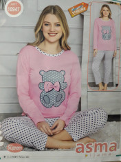 Pijama dama cu maneca lunga si pantaloni lungi &amp;#039;&amp;#039; Bear&amp;#039;&amp;#039; cod 822 foto