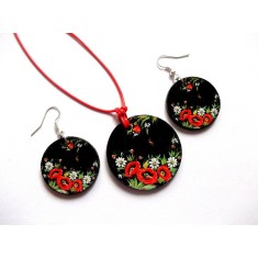 set lemn cu motiv floral maci 39730