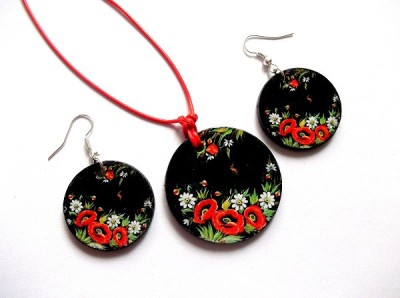 set lemn cu motiv floral maci 39730 foto