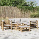 VidaXL Set mobilier de grădină cu perne gri deschis, 8 piese, bambus