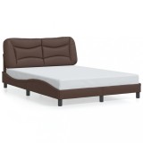 Cadru de pat fara saltea, Hvar, maro, 140x190 cm, piele ecologica