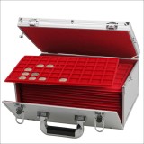 Valiza Numismatica SAFE, 15 Tavite, 340 Monede: 26mm, 34mm, 46mm, 50mm, 24mm, Cutie Colectie Monede