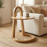 Cumpara ieftin Masă laterală cu design natural Kallos, Lemn de Mango, 45x45x60 cm