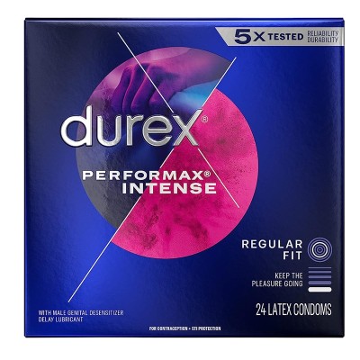 Set 24x Prezervative, Durex, Performax Intense, din Latex, Regular Fit, Lubrifiate, Striate si Punct foto