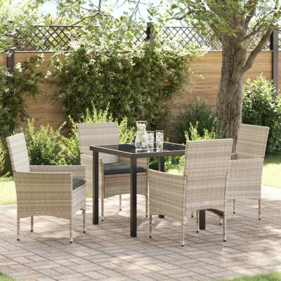 vidaXL Set de masă pentru grădină 5 pcs Gri deschis Rattan poli 3379808 foto