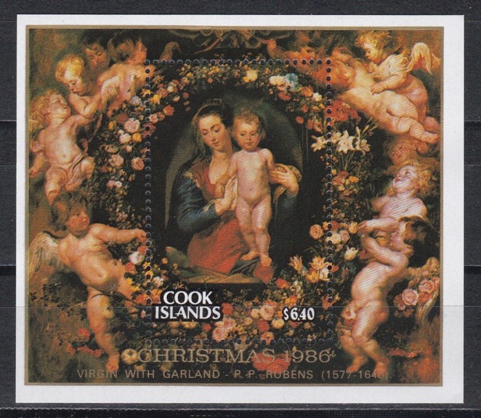 Cook Islands 1986 - Craciun, 2 Colițe, a 2-a cu supratipar, MNH