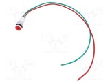 Lampă LED convexă roșie 24VDC 24VAC &Oslash;10mm plastic POLAM-ELTA
