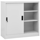 Cumpara ieftin Dulap de birou cu usa glisanta, gri deschis, 90x40x90 cm, otel