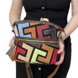 Gentuta de umar dama din piele naturala, Made in Italy, 25x22x10 cm, Multicolora