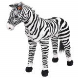 Zebră de jucărie din pluș &icirc;n picioare, alb și negru, XXL, vidaXL