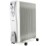 Calorifer cu ulei Zass, 3000 W, 13 elementi, 3 trepte, 62 x 14 x 65 cm, termostat reglabil, Alb/Gri