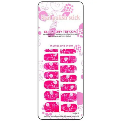 Stickere nail art - roz cu imprimeu floral foto