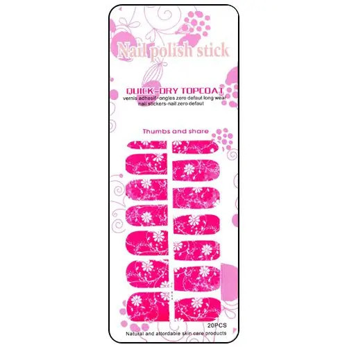 Stickere nail art - roz cu imprimeu floral