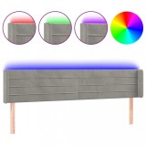 Cumpara ieftin Tablie de pat cu LED, gri deschis, 163x16x78/88 cm, catifea
