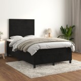 Cumpara ieftin Gossi pat box spring cu saltea, negru, 120x200 cm, catifea