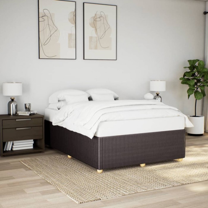 vidaXL Cadru de pat fără saltea, maro &icirc;nchis, 140x200 cm, textil