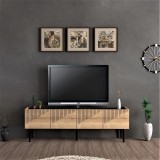 Suport TV Oppdal 154x37x45cm pal stejar negru marmorat negru [en.casa] HausGarden Leisure