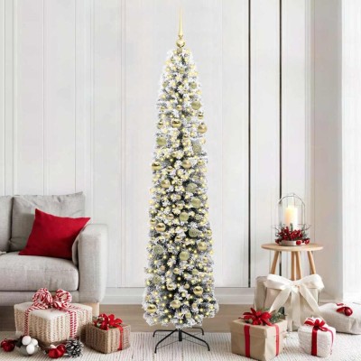 vidaXL Brad de Crăciun artificial Verde 210 cm PVC și oțel și plastic 3395035 foto
