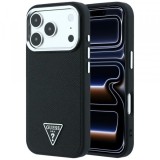 Husa MagSafe pentru Apple iPhone 18 Pro Max / 17 Pro Max, Guess, Grained Triangle Logo, Neagra
