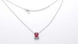 Cumpara ieftin Colier Argint 925 cu Cristal Rosu (imitatie rubin) si Zirconiu Alb - 42+3cm, Inchidere Carabina Rotunda, Femei