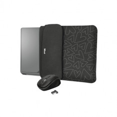 Kit Trust Husa Yvo Reversible 15.6 inch + Mouse Wireless Black Hearts foto