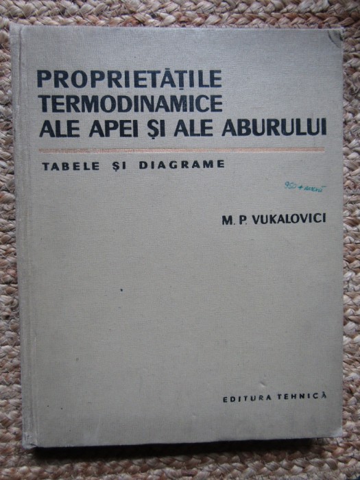 Proprietatile termodinamice ale apei si ale aburului Tabele si diagrame M.P. Vukalovici