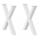 vidaXL Picioare de masă &icirc;n formă de X, 2 buc., alb, 70x(72-73) cm, oțel 4012977