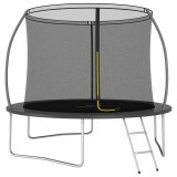 Trambulina Rotunda 305cm cu Plasa Siguranta si Scara vidaXL, Max 150kg, Gri/Negru