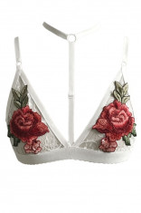 BRA200-23 Sutien bralette cu aplicatii din broderie si choker atasat foto