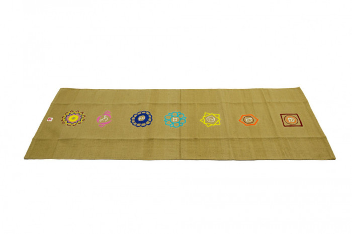 Saltea naturala pentru Yoga Asteya 7 Chakras din bumbac 100% tesuta si brodata manual 190X70cm + meditatie ghidata cadou