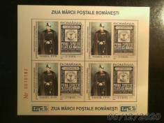 ROMANIA - ZIUA MARCII POSTALE ROMANESTI,colita nedant.,2004 ,numer. cu rosu foto