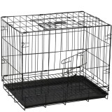Cusca pentru animale, 2 usi, Pliabila din metal, M, Negru, 50x42x34 cm Household NewTrend