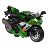 Motocicletă Jucărie Die Cast, Model 1:14, Sunet și Lumină, Culoare Verde, Metal și Plastic, Oem