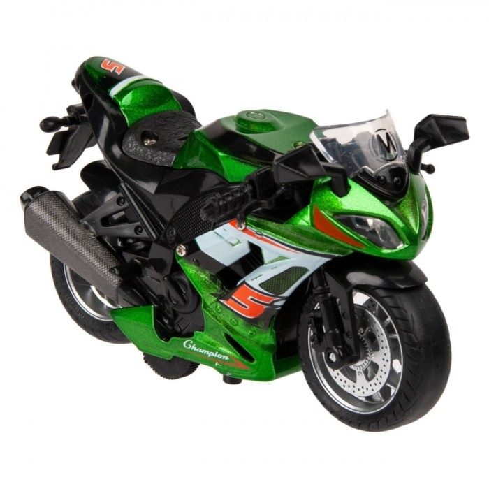Motocicletă Jucărie Die Cast, Model 1:14, Sunet și Lumină, Culoare Verde, Metal și Plastic