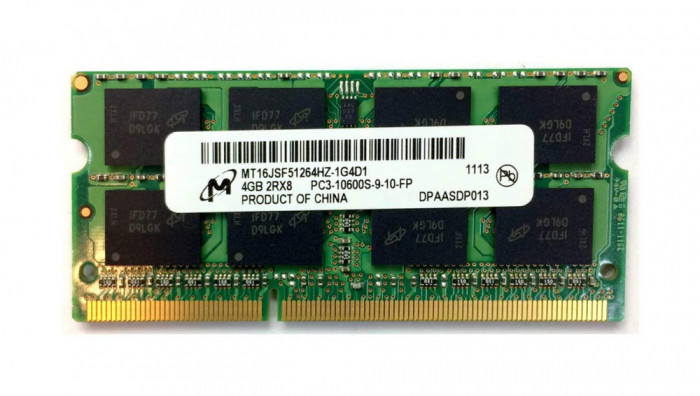 4Gb ddr3 laptop 2Rx8 PC3-10600s-9-11-FP Micron 1333MHz MT16JSF51264HZ-1G4D1