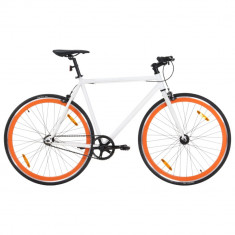 Bicicleta cu angrenaj fix, alb si portocaliu, 700c, 51 cm GartenMobel Dekor