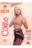 Ciorap Modelator cu Efect de Push-Up X-press 40 Den - Mocca, 3-M Standard, Conte Elegant