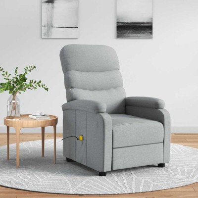 vidaXL Fotoliu de masaj rabatabil, gri deschis, material textil foto