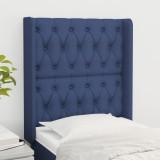VidaXL Tăblie de pat cu aripioare, albastru, 83x16x118/128 cm, textil