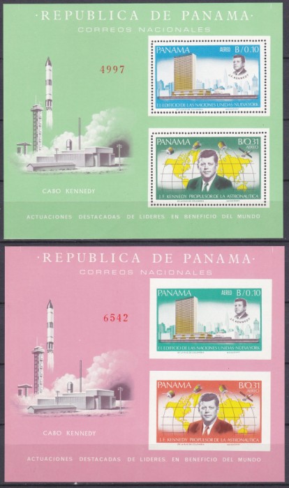 DB1 Cosmos Panama Sediul ONU 1966 Kennedy 2 x SS Dt. + Ndt. MNH