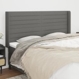 VidaXL Tăblie de pat cu aripioare gri &icirc;nchis 163x16x118/128 cm textil