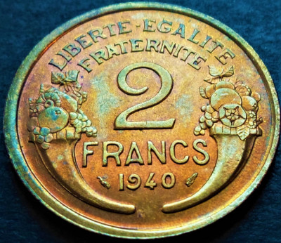 Moneda istorica 2 FRANCI - FRANTA, anul 1940 * cod 4825 = RAR UNC GRADABILA! foto