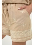 Cumpara ieftin Pantaloni Scurti Dama Broderie Paganico Rose Bumbac In XS-M Talie Max 95cm Casual Vara