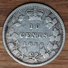 Canada - moneda de colectie rara - argint- 10 cents 1896 - Victoria; tiraj 650k