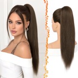 Extensie de păr coadă de cal dreptă din fir sintetic 55cm &ndash; Maro